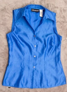 Sag Harbor Dress Button Up Top Sleeveless Blue Ladies Size 6 Business Casual - Picture 1 of 6