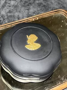 1978 Rare Wedgwood 24k Gold Tutankhamen’s Head Motif Black Basalt Trinket Box - Picture 1 of 5