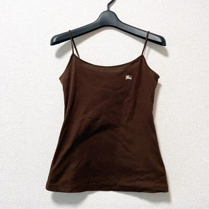 Burberry Blue Label Camisole 38/S Brown Logo Embroidery Cotton Authentic Japan - Picture 1 of 13