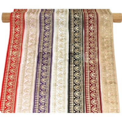 1 Yard Gold Bridal Lace beautifull Trim Sewing Craft Wedding Saree Lace Border - Image 1 of 4