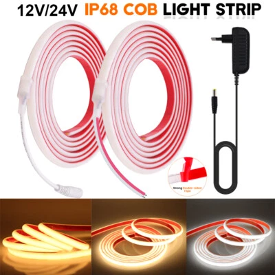 Selbstklebend 12V 24V COB LED Streifen LED Strip Flexibel Band Licht Beleuchtung - Bild 1 von 4