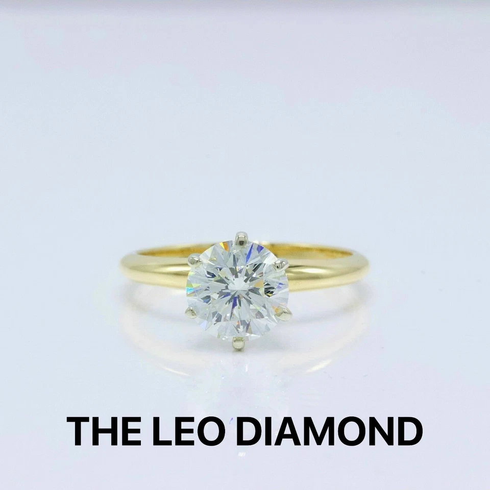 Leo Diamond Engagement Ring Round 1.57 cts I VS2 in 14K Yellow Gold IGI Report - Image 1 of 4
