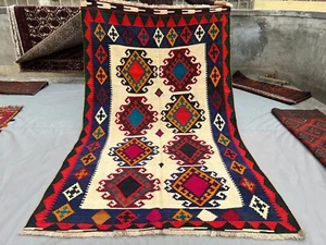 Vintage Caucasian Kilim Rug 5.1x8.2 ft | Turkish Style Nomadic Flatweave Rug - Picture 1 of 15