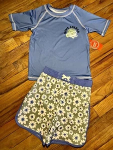 Wonder Nation Toddler Boy 4T Wave Chaser Swim Set Rash Guard Trunks Blue UPF 50+ - Picture 1 of 5