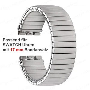 17 mm Flex Uhrenarmband passend für SWATCH Uhren, Edelstahl, Farbe: Silber-Matt - Bild 1 von 5