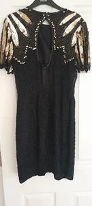 Stenay Vintage Dress Beaded Silk Gold Sequin Tulip sleaved - UK 12 - Picture 1 of 6