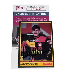 Davey Allison autographed 1991 TRAKS #28 VINTAGE TEXACO HAVOLINE card JSA COA - Picture 1 of 2