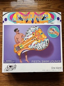 H2o Go! Flirty Fiesta Elephant Inflatable Island Pool Lounge Float 6ft x 5ft - Picture 1 of 2