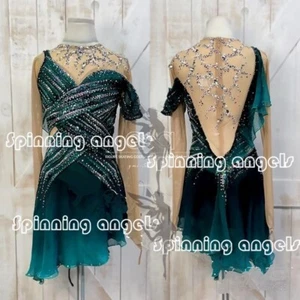 Eisfigur Schlittschuhkleid/Tanz/Stab wirbelndes Kostüm kustom tiefgrün färben - Bild 1 von 4