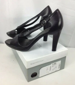 Worthington Damen-Pump 7,5 Riemchen schwarz Leder Heels Wor-Nalani $ 55 - Bild 1 von 5