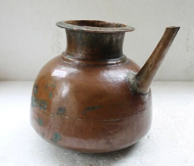 Antigua olla de agua antigua de cobre macizo pesado para cocina con caño decoración del hogar NH5182 Foto 1 de 4