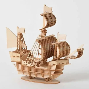 DIY 3D Wooden Sailing Ship Puzzle Model Kit for Kids & Desk Decor - Picture 1 of 6