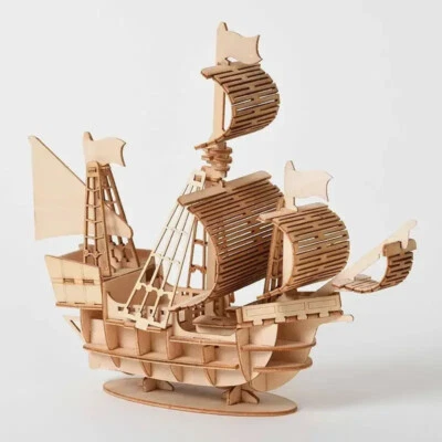 Hágalo usted mismo Kit de modelo de rompecabezas de barco de vela de madera 3D para niños y decoración de escritorio Foto 1 de 4