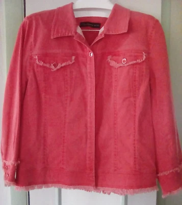 Pantalones etc. Chaqueta Denim Coral Dobladillos Deshilachados Mujer Med Coral Botones Cuadrados 4 Foto 1 de 4