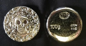 Lingotto argento 999 versato a mano 100 grammi Rd "Plata Muerta" (argento morto) di YPS - Foto 1 di 3