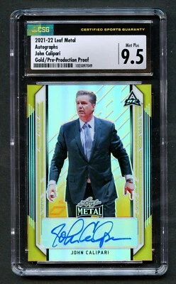 John Calipari 2021-22 Leaf Metal Autographs Gold Pre-Production Proof CSG 9.5 - Image 1 of 2