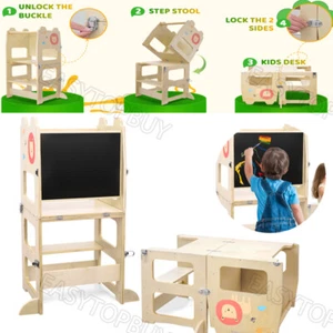 3 in 1 Montessori Lernturm Kinder Learning Tower Lernstuhl Hochstuhl Tritthocker - Bild 1 von 12
