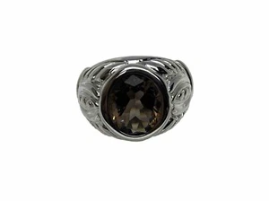 Judith Ripka Sterling Silver 925 12x14mm Smokey Quartz 16.5mm Width Ring Vintage - Picture 1 of 6