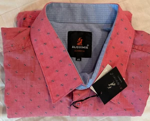 Alquimia Elemental Men’s 46 Long Sleeve Button Up Shirt Pink-Blue - Picture 1 of 13