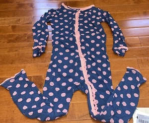 Kickee Pants Twilight Dot Ruffle Zipper Coverall Size 5 New Bamboo PJ - Picture 1 of 5
