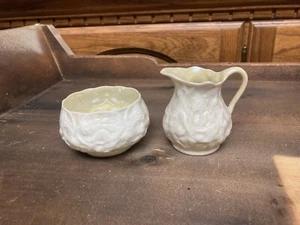 (384) Belleek Crema y Azúcar-Irlanda-Porcelana-3 y 2 de alto - Imagen 1 de 13