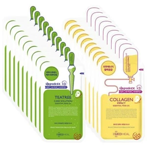 MEDIHEAL Teatree Mask EX (10 Sheets) +Collagen Impact Mask (10 Sheets)/2 Pack - Picture 1 of 14