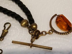 Old Pocket Watch Fob Swivel with hair chain Mourning Jewellery 