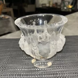 VINTAGE SIGNIERT LALIQUE FRANCE DAMPIERRE KRISTALL KUNST GLASVASE SCHÜSSEL VÖGEL/REBEN! - Bild 1 von 10