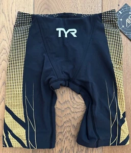 TYR Herren 28 schwarz gold AP12 Kompression Geschwindigkeit kurz Schwimmen Jammer hergestellt in den USA neu Box - Bild 1 von 13