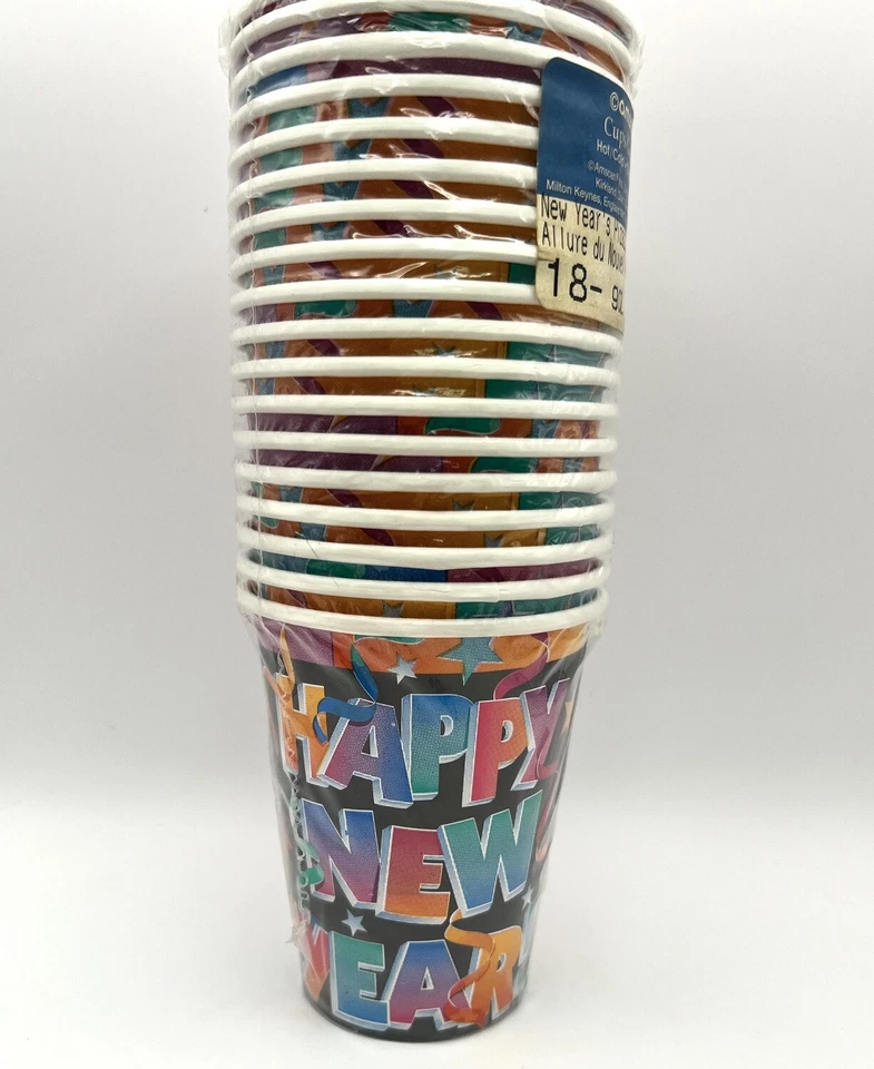 New Year's Pizazz Eve Streamers Holiday Cocktail Party Bulk 9 oz. Paper Cups - Image 1 of 1