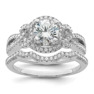 Sterling Silver Rhodium plated 2 piece Cubic Zirconia Bridal Ring Set Size 6 - Picture 1 of 4
