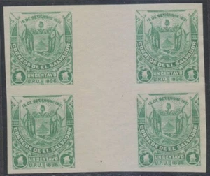 EL SALVADOR 1896 WAPPEN Sc 157B RINNENIMPERF VIERERBLOCK UNGEBRAUCHT VF - Bild 1 von 1