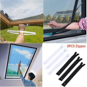 3Pcs Zips for Fly Screen Roof Window Insect Protection Mosquito Net Window For - Picture 1 of 7