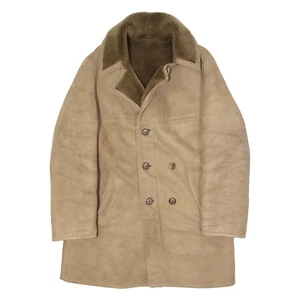 Vintage LA PEAUSSERIE 117 Mens Overcoat Coat Beige Shearling 90s S - Picture 1 of 6