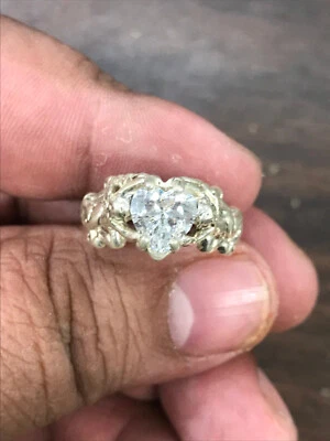 Anillo Kabana de plata esterlina y forma de corazón circonita cúpida querubines, talla 9 Foto 1 de 4