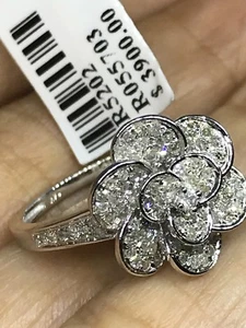 GOLd 14k SOLID white FLOWER NATURAL DIAMOND RING .57 Ct SIZE 7 ASK 6 8 - Picture 1 of 12