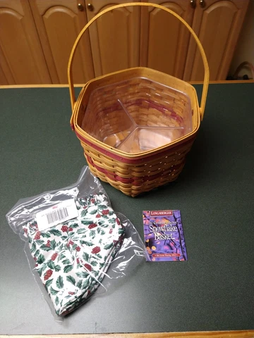 RARE1997 1998 Longaberger Christmas Coll Snowflake Basket Liner Protector *LOOK* Cover