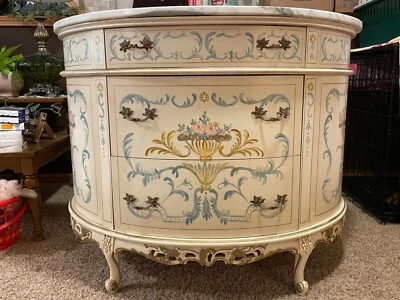 Cómoda/gabinete/cajonera estilo rococó/francés vintage*años 70 con tapa de mármol Foto 1 de 4