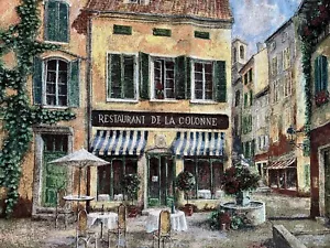 Wandteppich ART IN MOTION Wandhänger französisches RESTAURANT DE LA COLONNE 34,5""x42 Neu - Bild 1 von 5