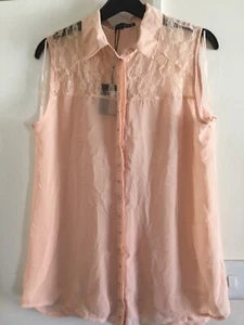Cute Peach Nude Lace Sheer Shirt 10. No Longer On Sale. - Picture 1 of 3