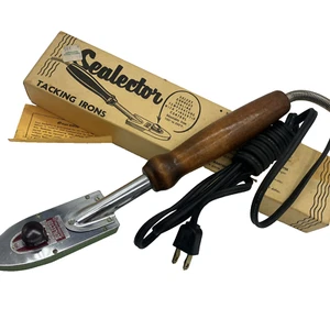 Sealector Heavy Duty Tacking Iron Deluxe Model Wood Handle Orig Box Tested 165W - Afbeelding 1 van 24