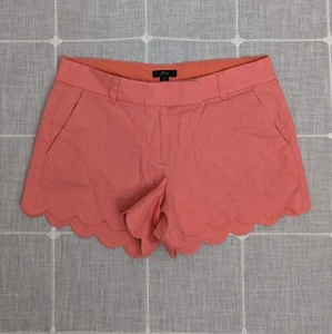 Pantaloncini chino donna J Crew misto lino 6 rosa arancione orlo smerlato casual - Foto 1 di 19