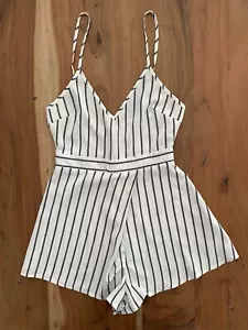 Morning Mist Playsuit Romper Size 8 Black White Old Money Coquette Clean Girl - Picture 1 of 6