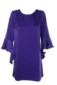Bar Iii Purple Ruffle-Sleeve Shift Dress M - Picture 1 of 3