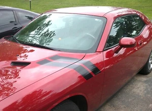 4" Fender Hood Hash Bars Racing Stripe also Carbon Fiber vinyl (Fits CHALLENGER) - Picture 1 of 25