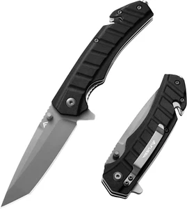 Folding Pocket Knife Liner Lock Tanto Blade Glass Breaker Seatbelt Cutter - Picture 1 of 12