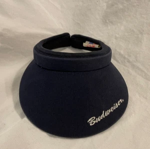 VTG 90's Embroidered Budweiser Sun Visor Golf Beach Outdoor Hat Black One Size - Picture 1 of 10