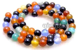 OFERTA Pequeño 6mm Redondo Multicolor Ágata Suelto Hebra de Cuentas 15"-los627 - Imagen 1 de 6
