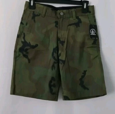 WITH TAGS Volcom Stretch CamouflageDark Green Black Signature  Short Sz.26(12)   - Image 1 of 4
