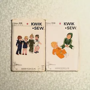 Sewing Pattern Kwik Sew Lot of 2 Patterns 1016 and 1038 Infant & Toddlers Cloths - Picture 1 of 2